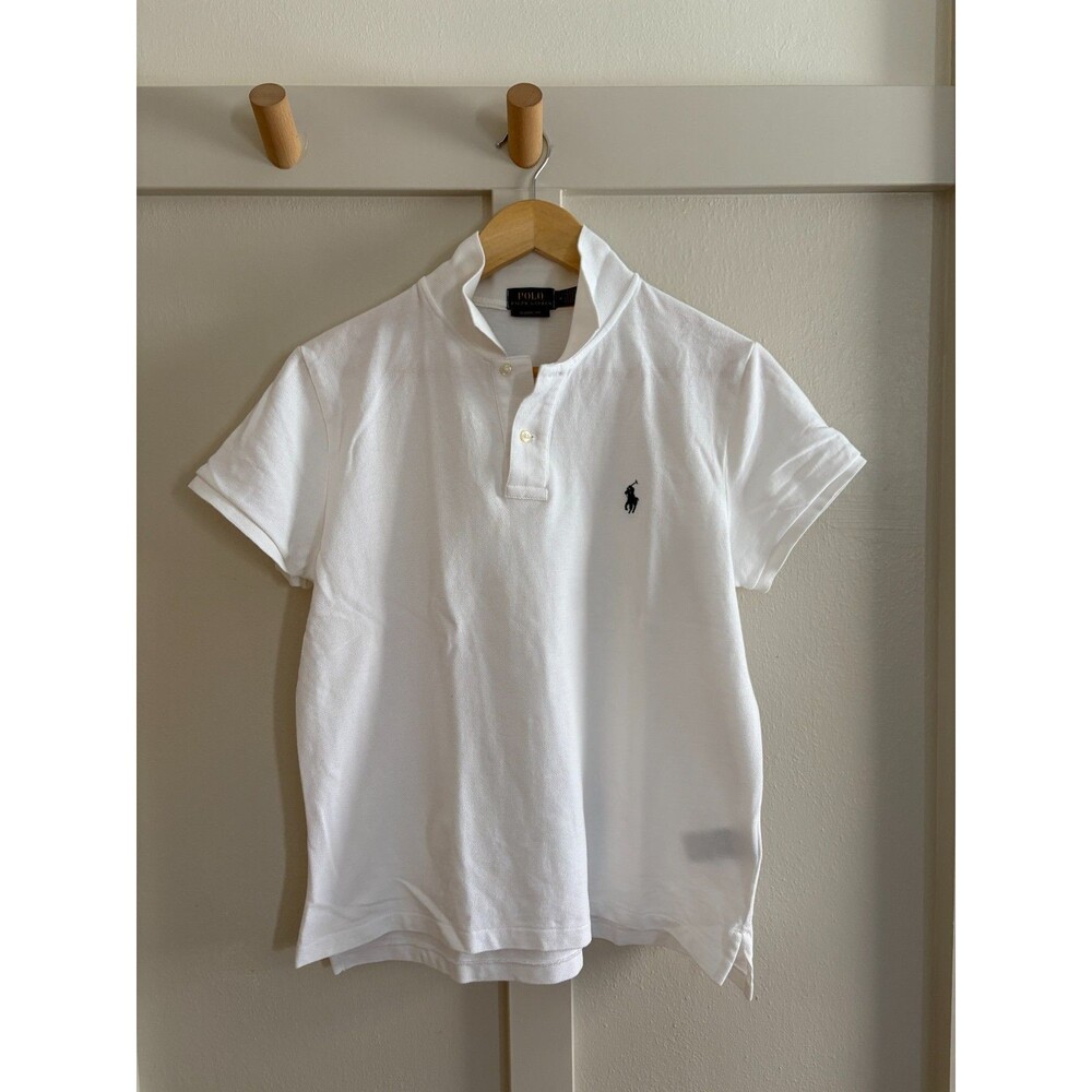 Ralph Lauren Polo Shirt Womens White 100% Cotton Short Sleeve Med classic fit - Picture 2 of 7